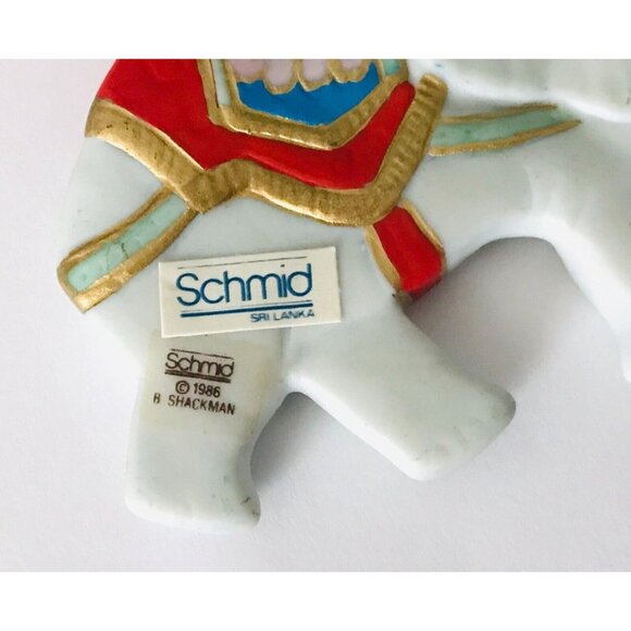1986 Schmid Shackman Elephant Ornament Carousel Collection Vintage Ceramic - Picture 3 of 5